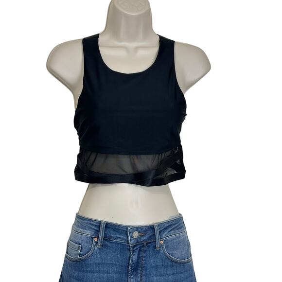 Terez Women's Active Wear Athleisure Mesh Detail Crop Top Size Medium NEW - Picture 1 of 8